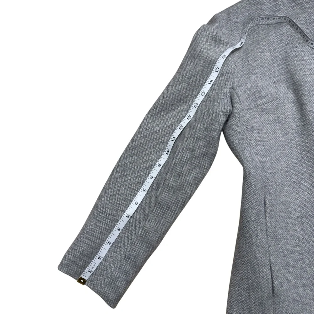 Lauren Ralph Lauren Light Gray Textured Wool Twill Hooded Zip Jacket - Picture 10 of 15